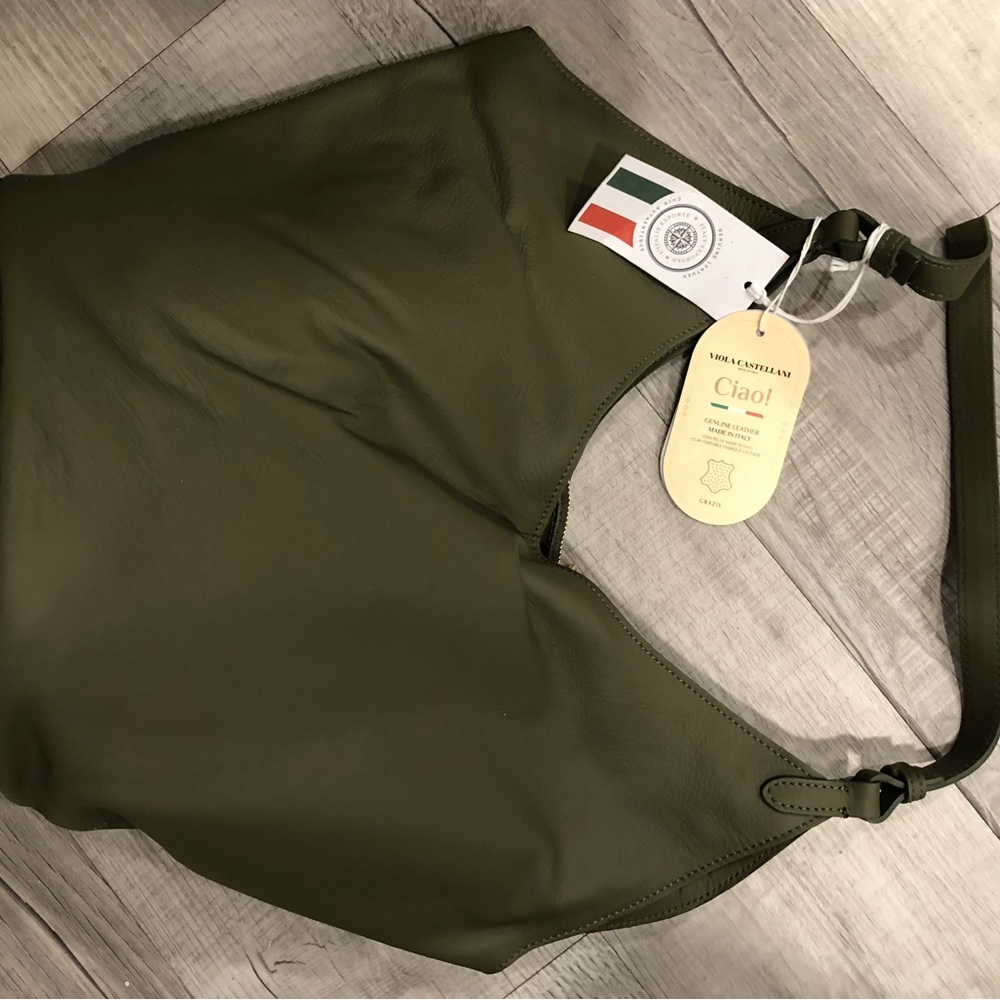 Viola Castellani Chic Olive Leather Shoulder Bag